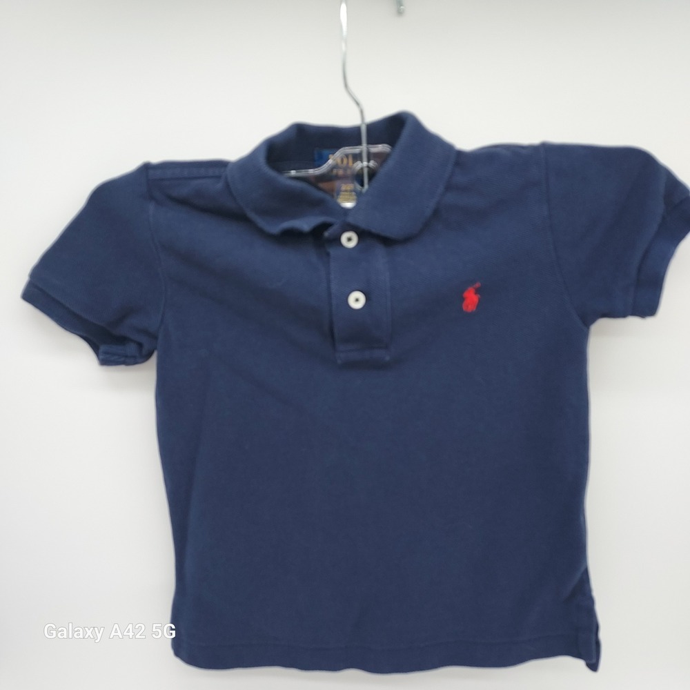 Polo by Ralph Lauren Navy Blue Cotton Polo with Red Logo